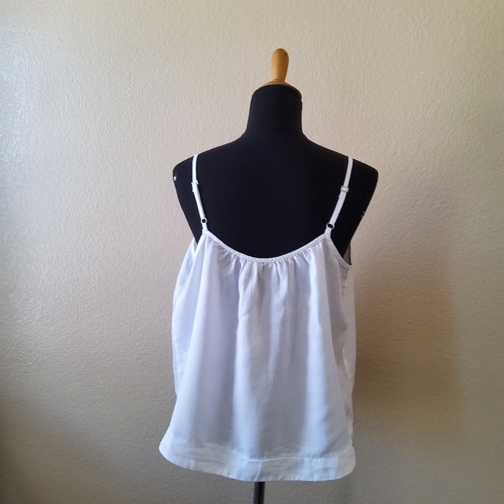 Red Haute Spaghetti Strap Cami Tank Sleeveless Button Down Top Size S White New - Picture 4 of 5